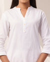White Breathable Linen Short Kurta