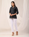 Black Breathable Linen Short Kurta