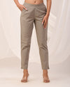 Gray Casual Cotton Pant