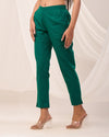 Green Casual Cotton Pant