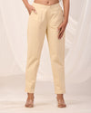 Beige Casual Cotton Pant