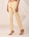 Beige Casual Cotton Pant
