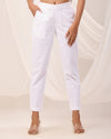 White Casual Cotton Pant