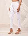 White Casual Cotton Pant