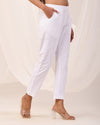 White Casual Cotton Pant